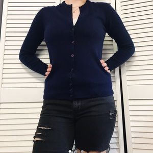 Vintage 100% cashmere navy blue cardigan